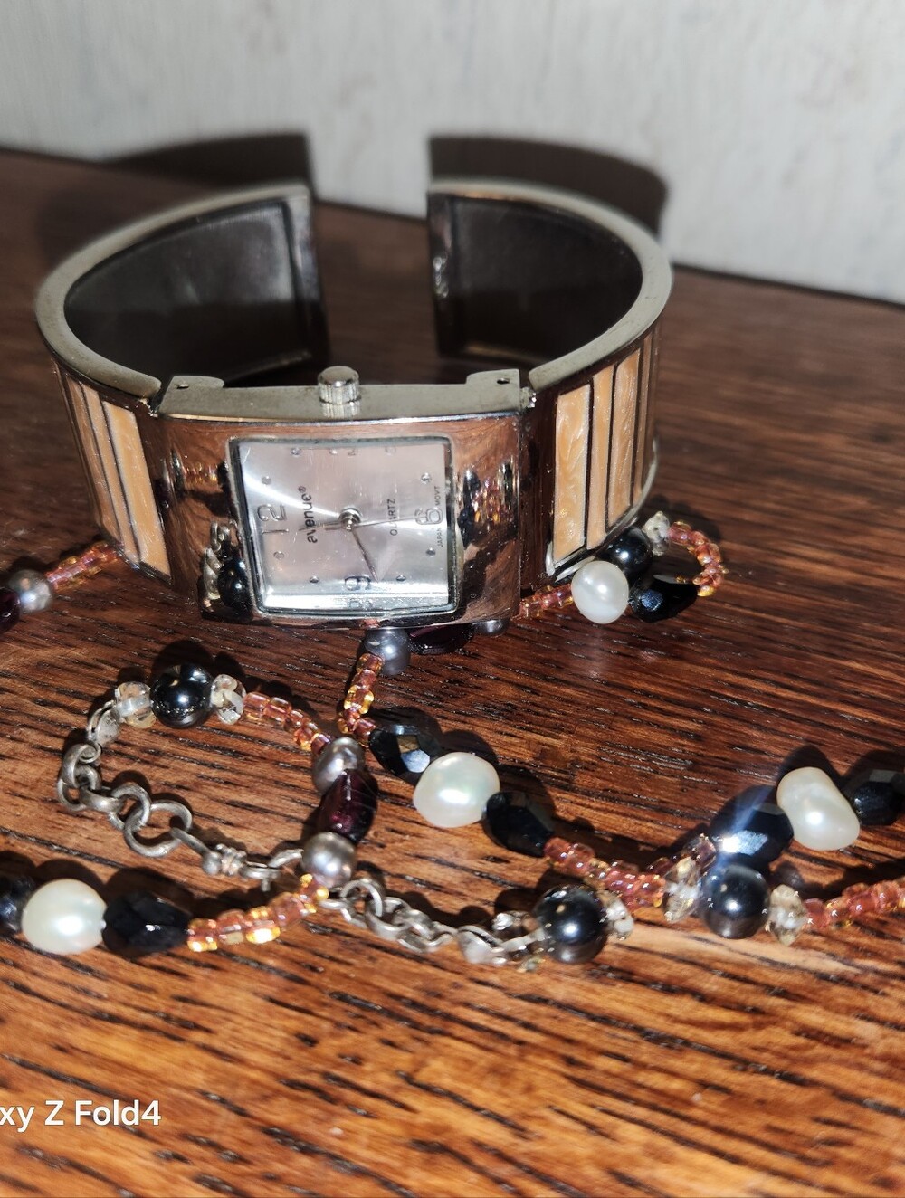 Avenue Silver Cuff Watch and Necklace Set